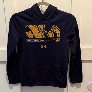 Under Armour Kids Hoodie with Notre Dame Graphic in Navy and Gold size Medium